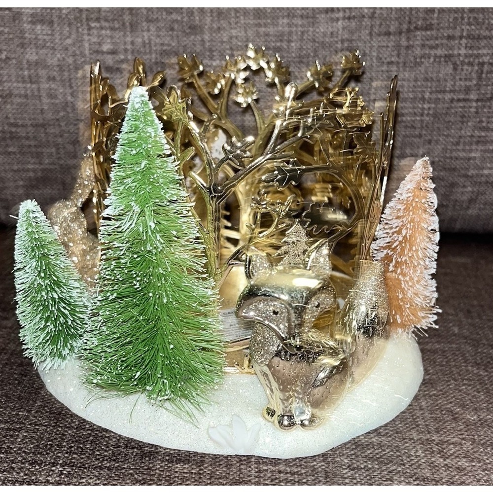 Bath Body Works Christmas Snow Scene Candle Holder Fox Rabbit Squirrel Rare